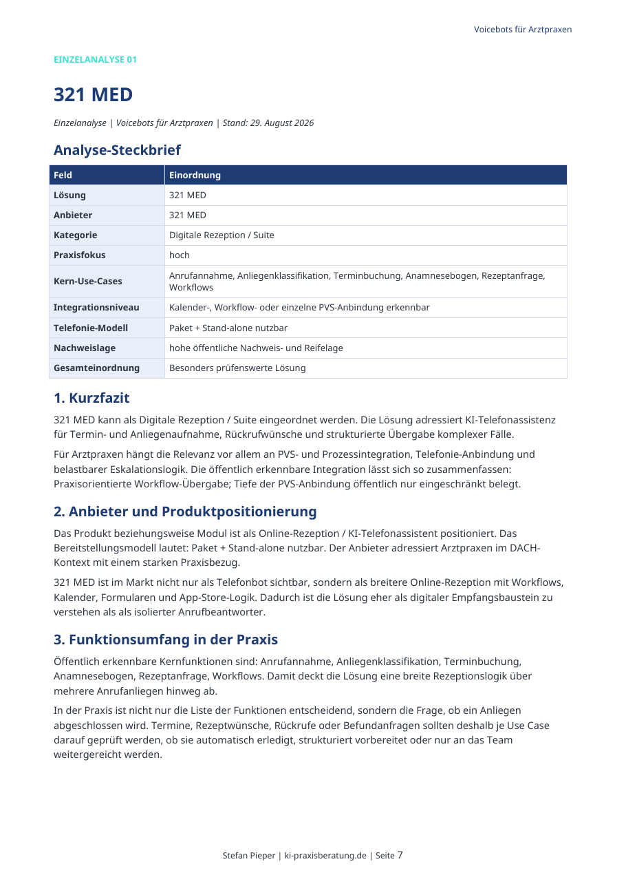 Beispiel einer Einzelanalyse auf Seite 7